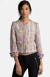 MSGM Flower Detail Tweed Crop Jacket