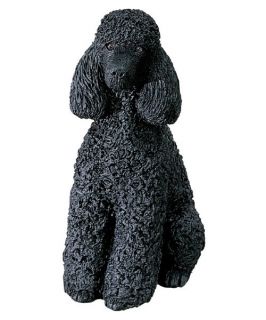 Sandicast Mid Size Black Poodle Sculpture   Garden Statues