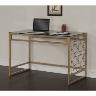 Upton Home Matte Gold Metal and Glass Writing Desk