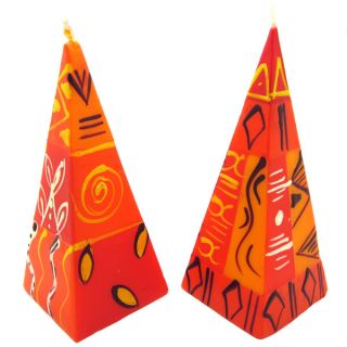Set of Two Hand Painted Pyramid Candles   Zahabu Design   Nobunto