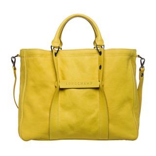 Longchamp 3D Large Bright Yellow Leather Tote  