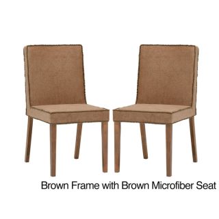 Stripp Brown Microfiber Modern Dining Chairs (Set of 2)  