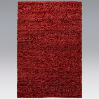Solid Wool Shaggy Area Rug   Red