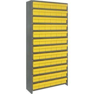 Quantum Storage Closed Shelving System With Super Tuff Drawers — 18in. x 36in. x 75in. Rack Size, 13 Shelves, 72 Bins  Single Side Bin Units