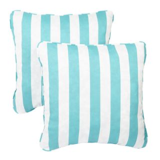 Aqua Stripe Corded Indoor/ Outdoor Square Pillows (Set of 2)