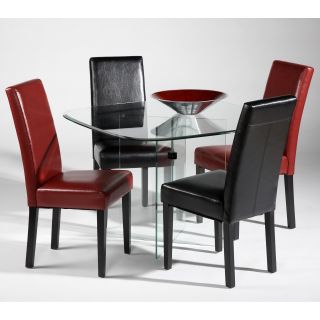 Chintaly X Base 5 piece Squared Glass Dining Table Set   Kitchen & Dining Table Sets