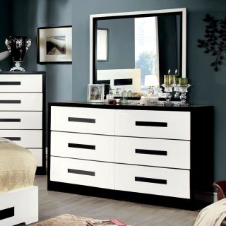 Cruela 6 Drawer Dresser   Black & White   Dressers