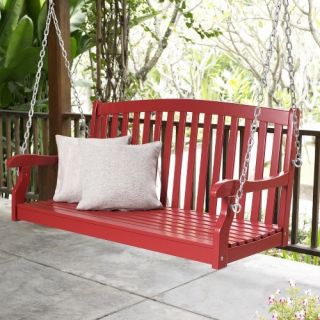 Coral Coast Pleasant Bay Red Curved Back Porch Swing with Optional Cushion   Porch Swings