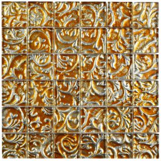 EliteTile Florencia 1.88 x 1.88 Embossed Quad Glass Mosaic Tile in