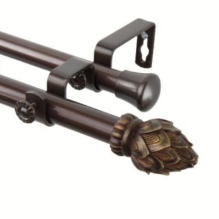 Lotus Adjustable Antiqued Cocoa Curtain Rod with Finial