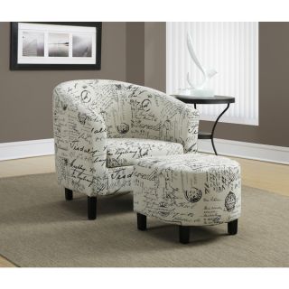Vintage French Fabric Accent Chair and Ottoman   Shopping