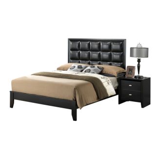 Black/ Black PU Carolina Queen Bed