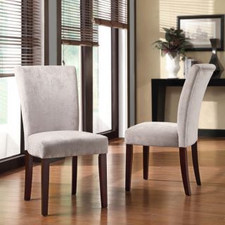TRIBECCA HOME Silver Gray Chenille Parson Chairs (Set of 2