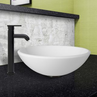 Vigo Phoenix Stone Glass Vessel Bathroom Sink and Seville Faucet Set