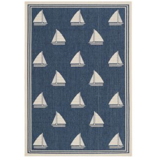 Courtyard Navy & Beige Area Rug by Beachcrest Home