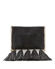 ZAC Zac Posen Claudette Leather Tassel Crossbody Bag, Black