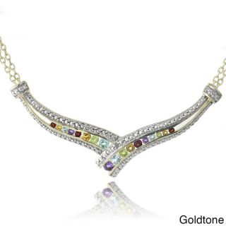 Glitzy Rocks Multi gemstone Frontal Crossover Necklace