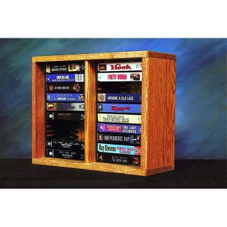 The Wood Shed Solid Oak Desktop / Shelf 32 DVD Media Cabinet with Individual Locking Slots   Media Storage