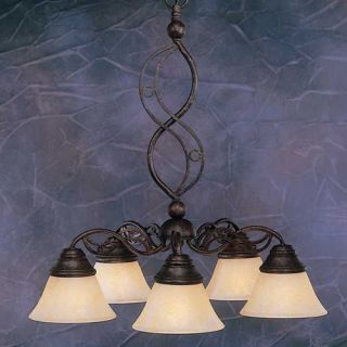 Jazz 5 Light Chandelier withMarble Glass Shade by Toltec Lighting
