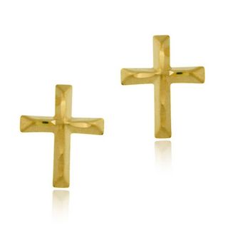 Mondevio 10k Gold Diamond cut Cross Earrings   Shopping
