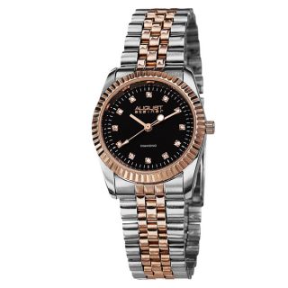August Steiner Womens Two tone Stainless Steel Diamond Watch