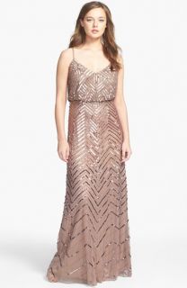 Adrianna Papell Cross Back Sequin Blouson Gown