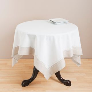 Saro Square Embroidered Hemstitch Table Topper