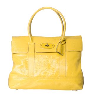 Mulberry Holiday Bayswater Lemon Patent Leather Satchel  