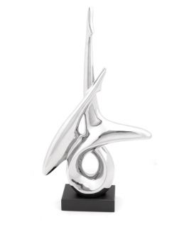 Woodland Imports Silver Ceramic Abstract Sculpture   12W x 22H in.   Sculptures & Figurines