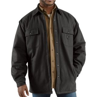 Carhartt Quilt-Lined Chore Flannel Shirt Jac — Black, Model# 100093  Long Sleeve Button Down Shirts