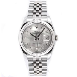 Pre Owned Rolex Mens Datejust Jubilee Band Mother Of Pearl Diamond