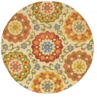 LNR Home Dazzle Ivory Floral Round Area Rug (4 Round)