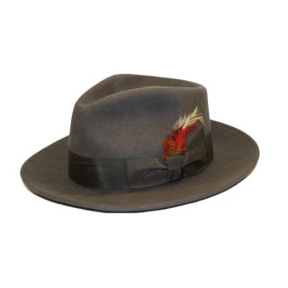 Ferrecci Mens Charcoal Wool Fedora Hat with Satin Lining  