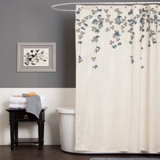 Lush Decor Flower Drop Ivory / Blue Shower Curtain   14351699