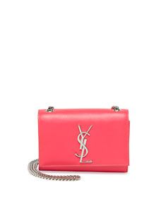 Saint Laurent Monogram Leather Crossbody Bag, Pink