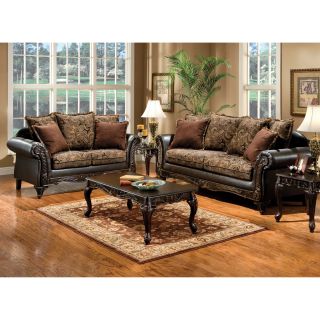 Furniture of America Ruthy Traditional Dark Brown Floral Sofa