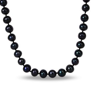 DaVonna 14k Gold Black Akoya Pearl High Luster 18 inch Necklace (5.5 6