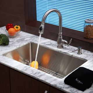 Kraus KHU100 30 KPF2150 SD20 Single Basin Undermount Kitchen Sink with Faucet   Kitchen Sinks