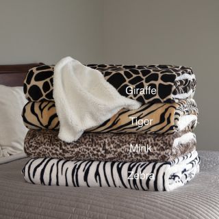 BNF Home Lightweight Printed Safari Animal Flannel Fleece Blanket
