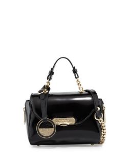 Versace Pebbled Leather Satchel Bag, Black