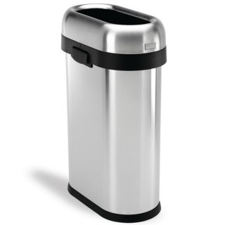 simplehuman Slim Open Brushed Stainless Steel Trash Can 13 gallons/ 50
