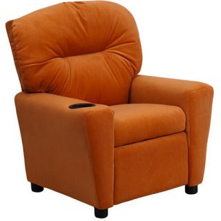 Flash Furniture Microfiber Kids Recliner with Cup Holder   Orange   Kids Upholstered Chairs