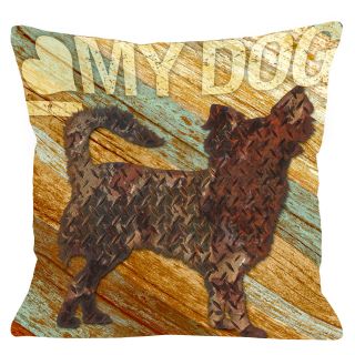 18 x 18 in. I Love My Dog Wood Throw Pillow   Decorative Pillows