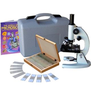 AmScope 40x 1000x Metal Frame Student Microscope with ABS Case and 100