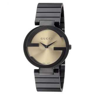 Gucci Womens YA133314 Grammy Awards Yellow Dial Black Stainless
