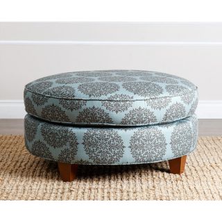 ABBYSON LIVING Conway Floral Teal Fabric Round Ottoman   16994829