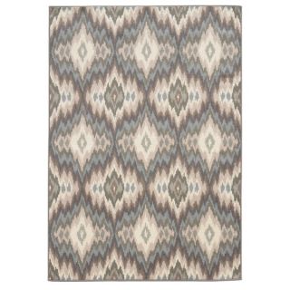 Abstract Ikat Ivory/ Blue Area Rug (67 x 93)