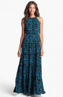 Tbags Los Angeles Print Tiered Maxi Dress