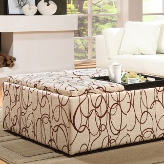 Scroll Extra Large Storage Ottoman with Serving Trays