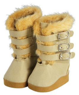 Adora Friends Fashions Tan with Faux Fur Lining Buckle 18 in. Doll Boots   Baby Doll Accessories